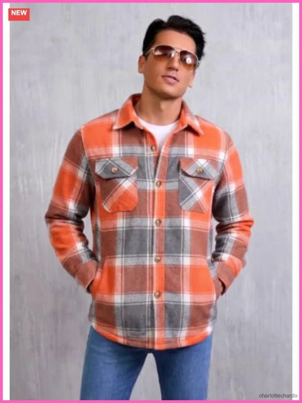 Men's Cotton Sherpa Lined Flannel Shirt Jacket Plaid Button Down